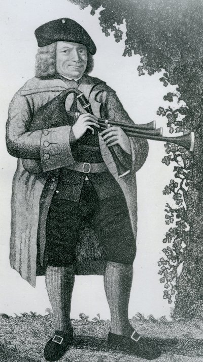 「昔の有名なパイパー、昔のジョーディ・シーム」、1789 作： John Kay